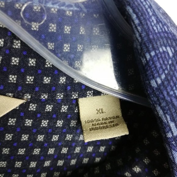 Paradise Collection‎ Mens Shirt Button Down Short Sleeve Blue Floral Stripe XL - Picture 13 of 13